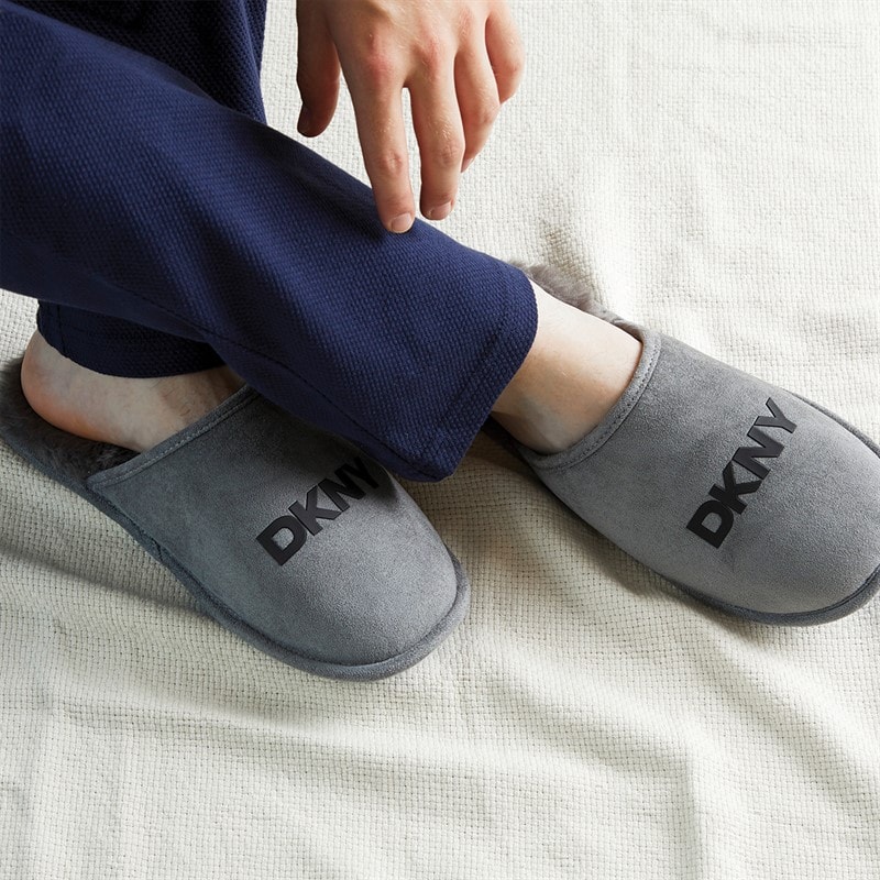 DKNY Mens Lyra Mule Slippers Lead - Image 1