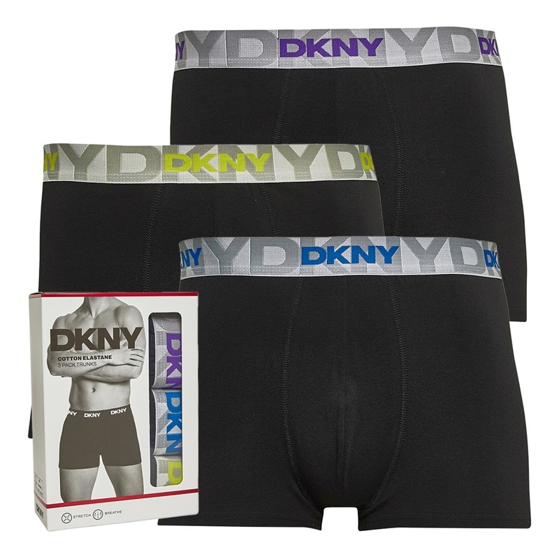 DKNY Mens Lloyd Three Pack Boxer Trunks Black