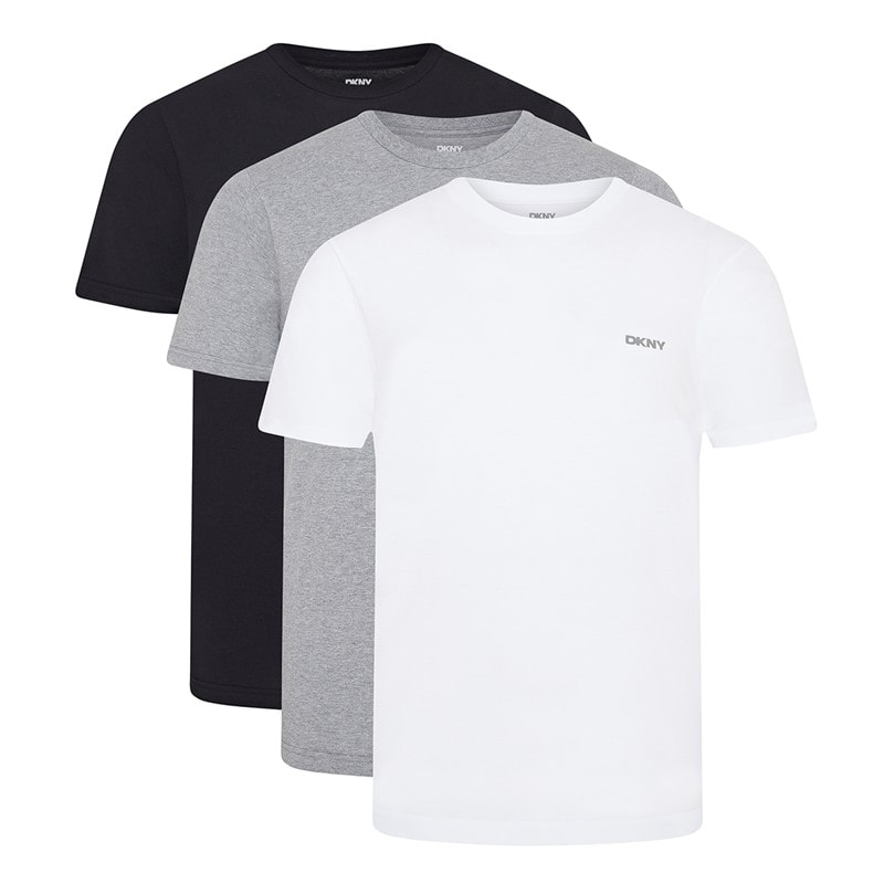 DKNY Mens Giants Three Pack T-Shirts Black/White/Grey Marl