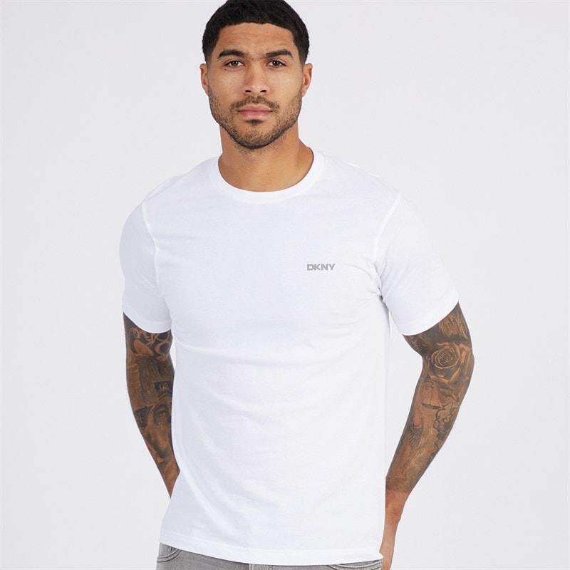 DKNY Mens Giants Three Pack T-Shirts Black/White/Grey Marl - Image 2