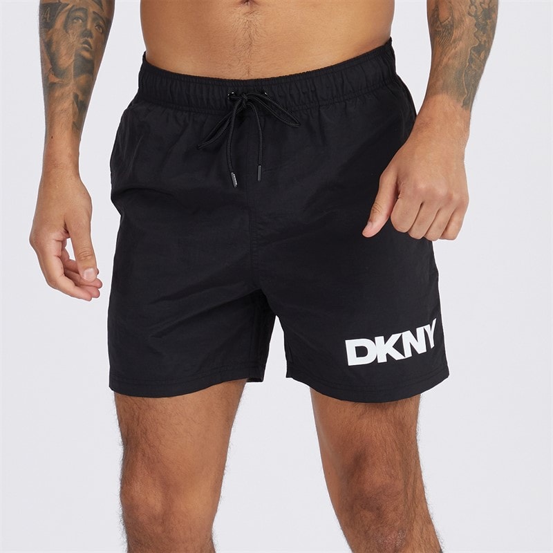 DKNY Mens Kastos Solid Colour Swim Shorts Black - Image 1