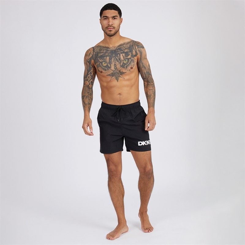 DKNY Mens Kastos Solid Colour Swim Shorts Black - Image 3