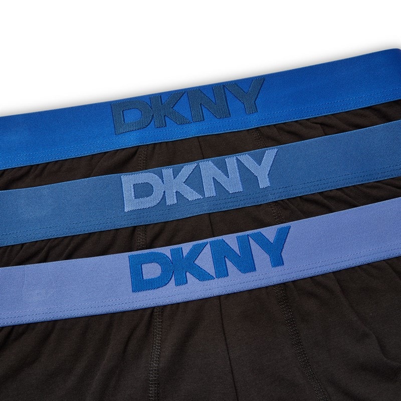 DKNY Mens Delmar Three Pack Longer Length Boxer Trunks Black - Image 2