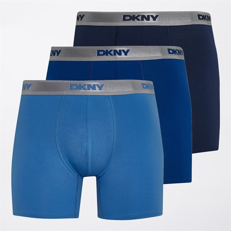 DKNY Mens Conway Three Pack Medium Boxer Trunks Navy/Blue - Image 1