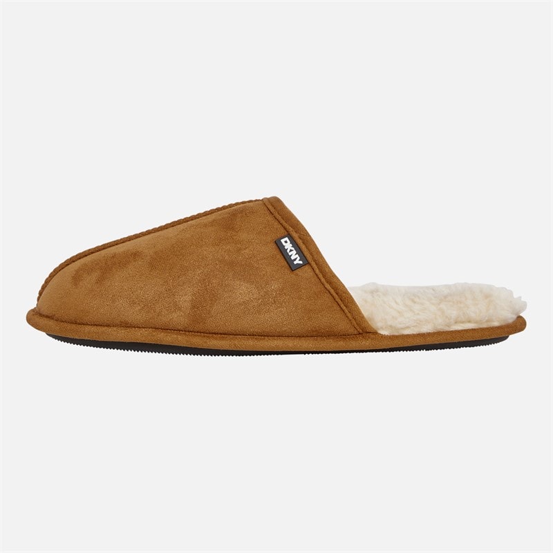 DKNY Mens Castor Mule Slippers Tan/Black - Image 2