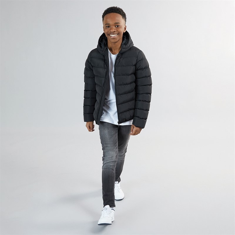 Kangaroo Poo Boys Hooded Puffer Jacket Black - Image 4