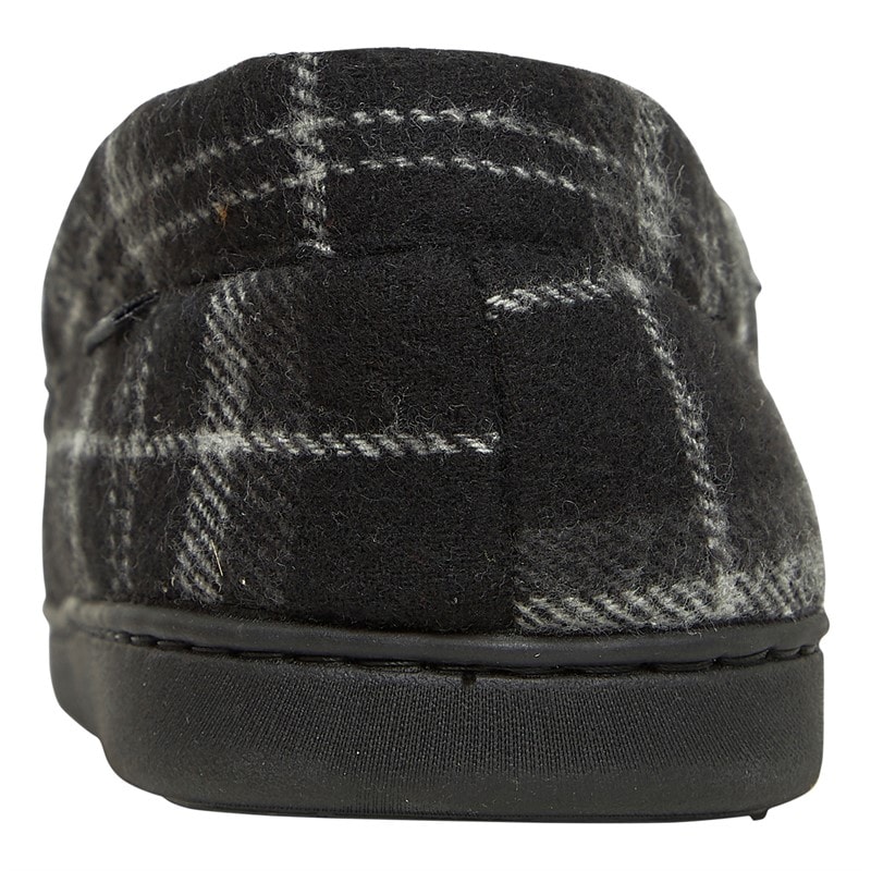 Lyle And Scott Vintage Mens Buster Mocasin Slippers Black Mixed Check - Image 4