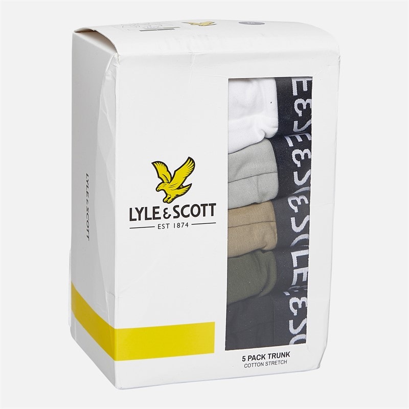 Lyle And Scott Vintage Mens Miller Five Pack Boxer Trunks Bright White/Mirage Grey/Silver Sage/Beetle/Black - Image 2