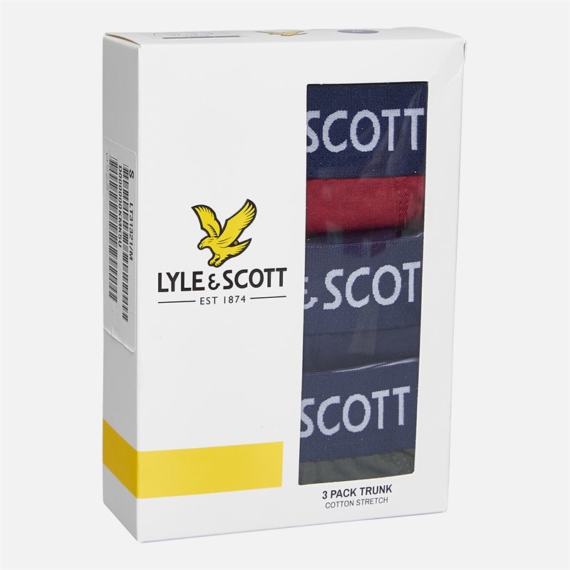 Lyle And Scott Vintage Mens Barclay Three Pack Boxer Trunks Ruby Wine/Peacoat/Climbing Ivy - Image 2