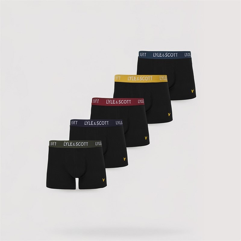 Lyle And Scott Vintage Mens Miller Five Pack Trunks Black/Multi - Image 1
