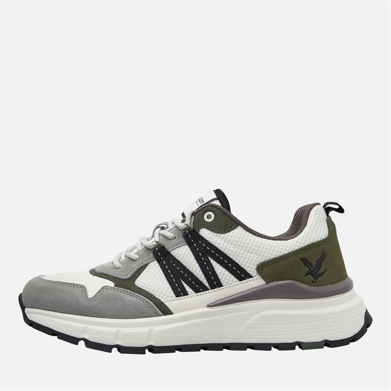 Lyle And Scott Vintage Mens Lennox Trainers White/Grey/Green - Image 1