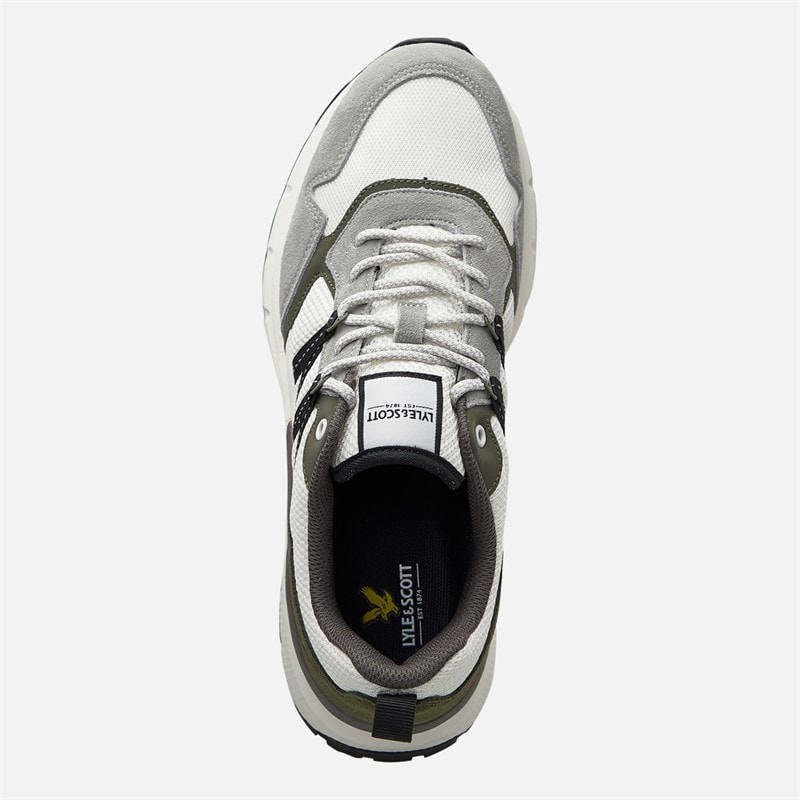 Lyle And Scott Vintage Mens Lennox Trainers White/Grey/Green - Image 4