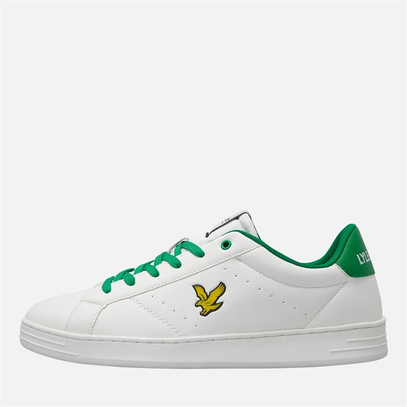 Lyle And Scott Vintage Mens Elgin Hole Trainers White Green - Image 1