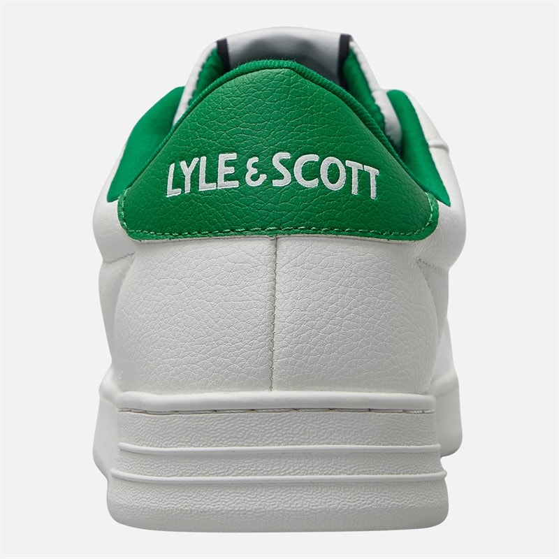 Lyle And Scott Vintage Mens Elgin Hole Trainers White Green - Image 3
