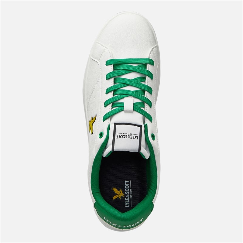 Lyle And Scott Vintage Mens Elgin Hole Trainers White Green - Image 4