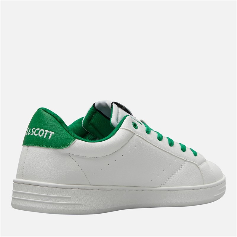 Lyle And Scott Vintage Mens Elgin Hole Trainers White Green - Image 5