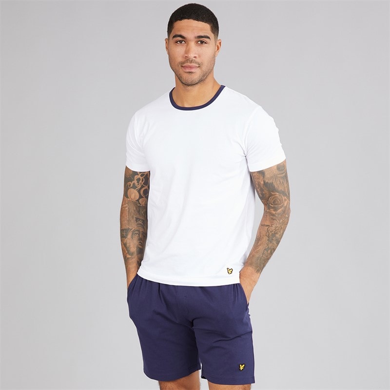 Lyle And Scott Vintage Mens Zephaniah T-Shirt And Shorts Lounge Set Bright White/Peacoat - Image 1