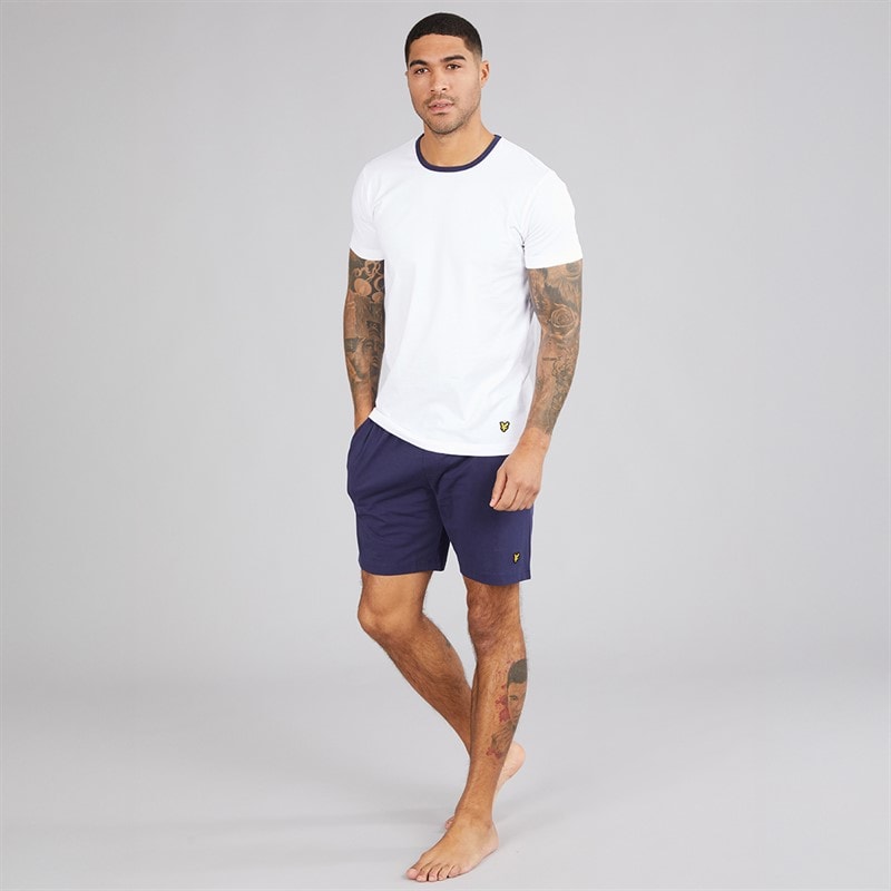 Lyle And Scott Vintage Mens Zephaniah T-Shirt And Shorts Lounge Set Bright White/Peacoat - Image 4