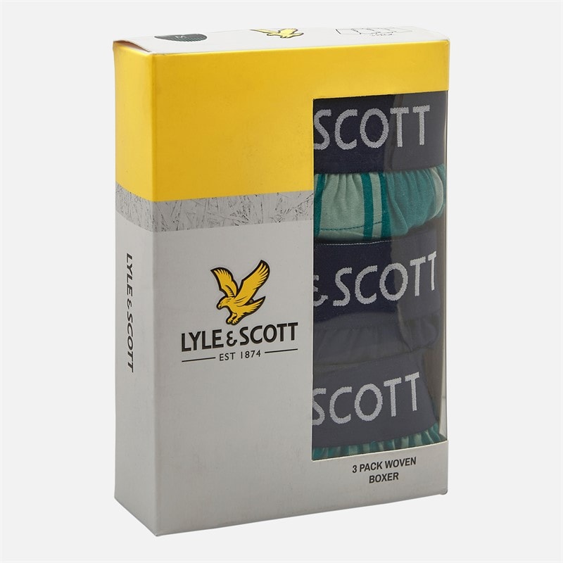 Lyle And Scott Vintage Mens Lenny Three Pack Boxers Cadmium Green/Jade Stripe/Peacoat/Cadmium Green Gingham Cadmium Green & Jade Stripe/Peacoat/Cadmium Green Gingham - Image 2