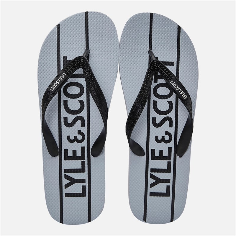 Lyle And Scott Vintage Mens Sand Flip Flops White/Black - Image 4