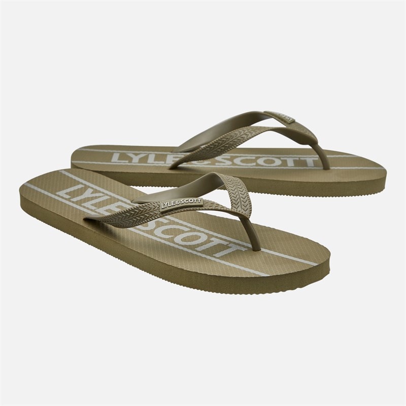Lyle And Scott Vintage Mens Sand Flip Flops Earth