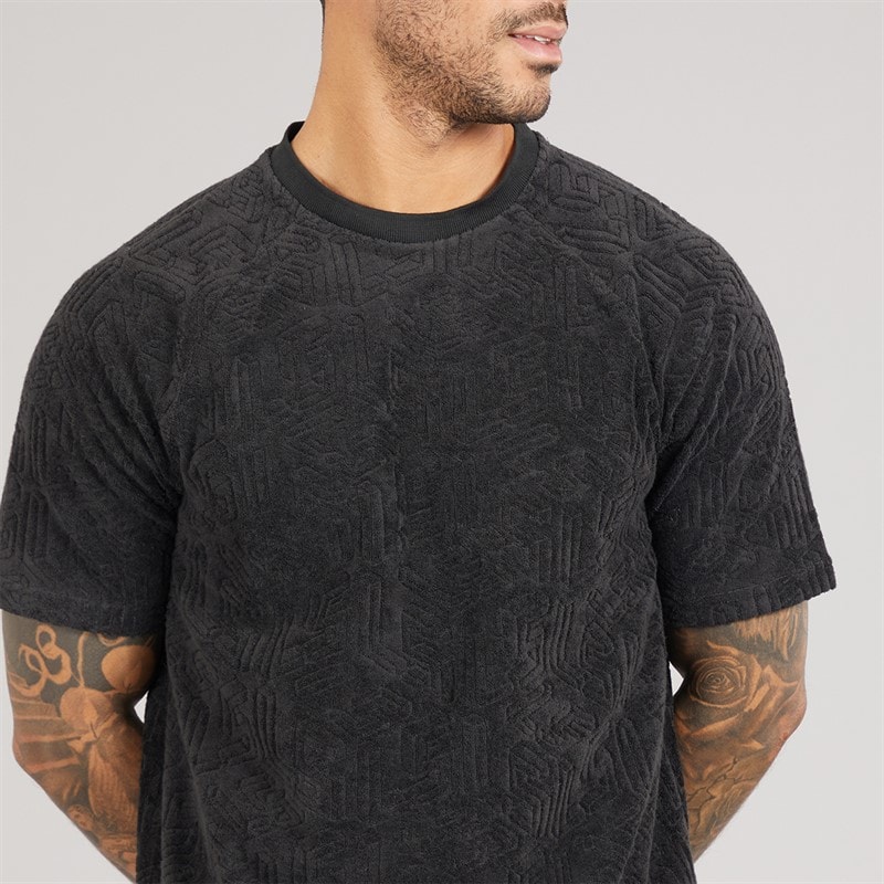 Lyle And Scott Vintage Mens Emblem Towelling T-Shirt Z865 Jet Black - Image 3