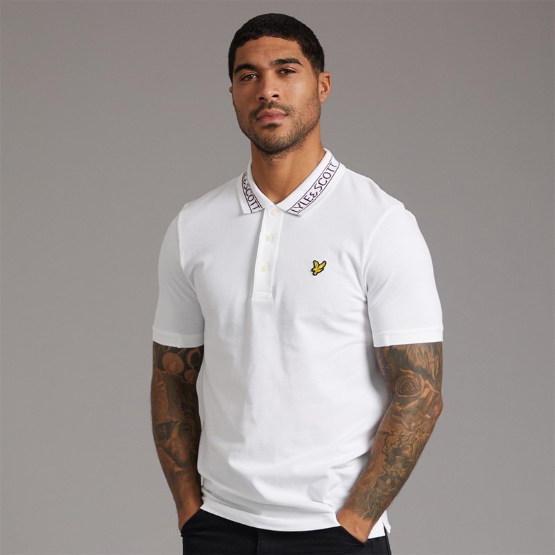 Lyle And Scott Vintage Mens Logo Ribbed Polo Shirt Y069 White/Port - Image 1