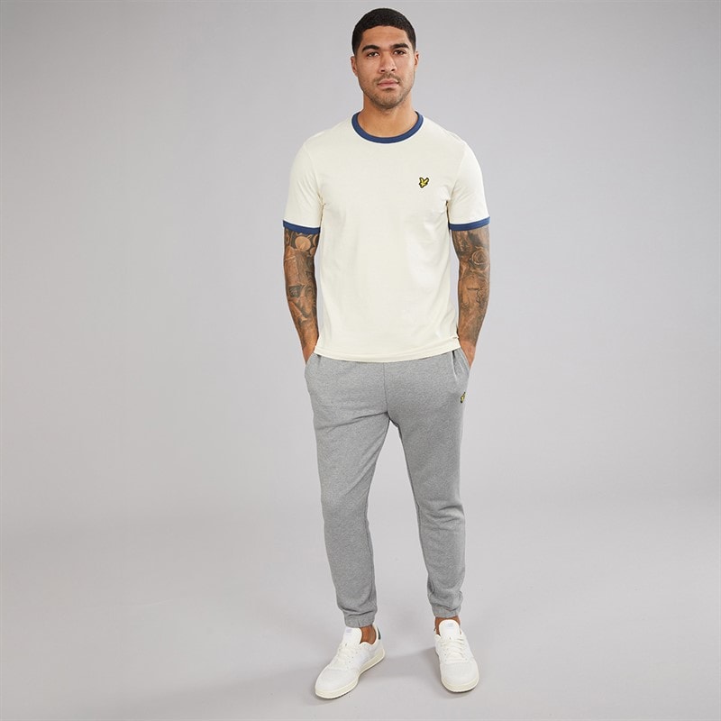 Lyle And Scott Vintage Mens Slim Sweat Pants T28 Mid Grey Marl - Image 4