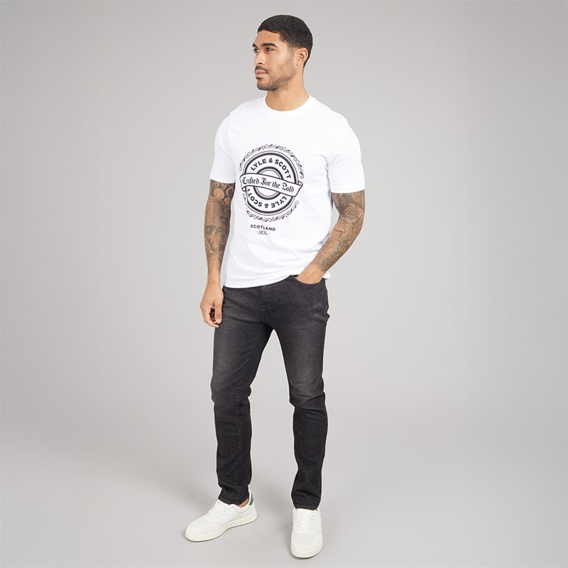 Lyle And Scott Vintage Mens Graphic T-Shirt 626 White - Image 3