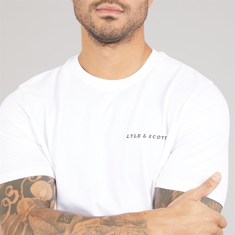 Lyle And Scott Vintage Men Script T-Shirt 626 White - Image 3