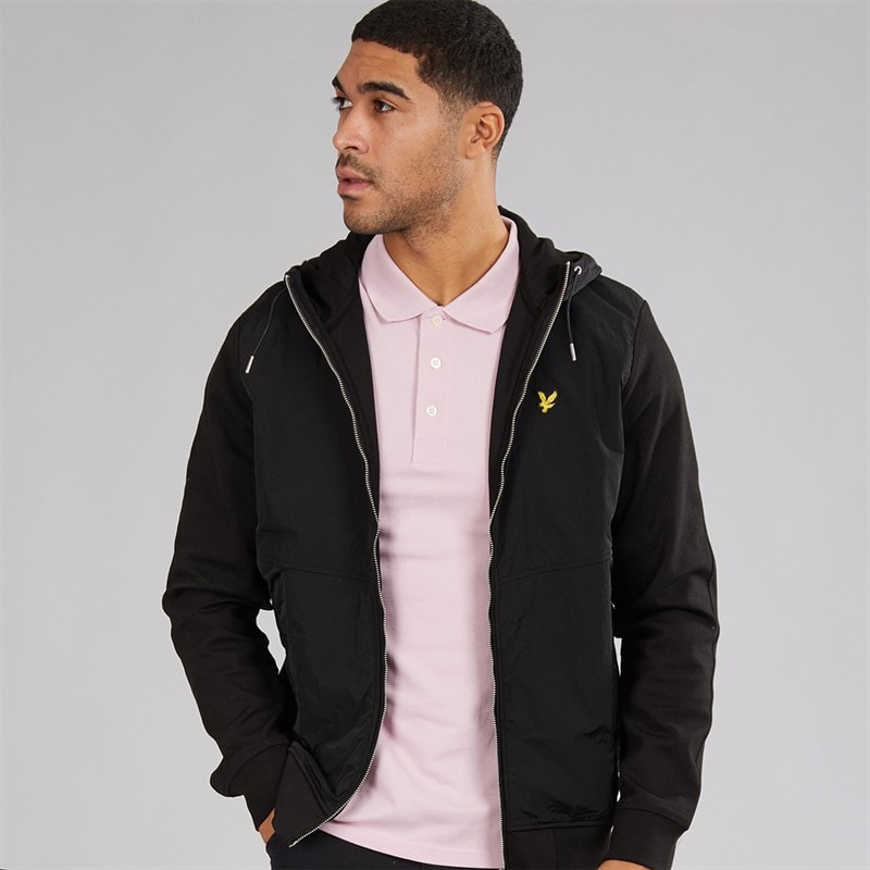 Lyle And Scott Vintage Mens Half Raglan Hybrid Hoodie Z865 Jet Black - Image 1