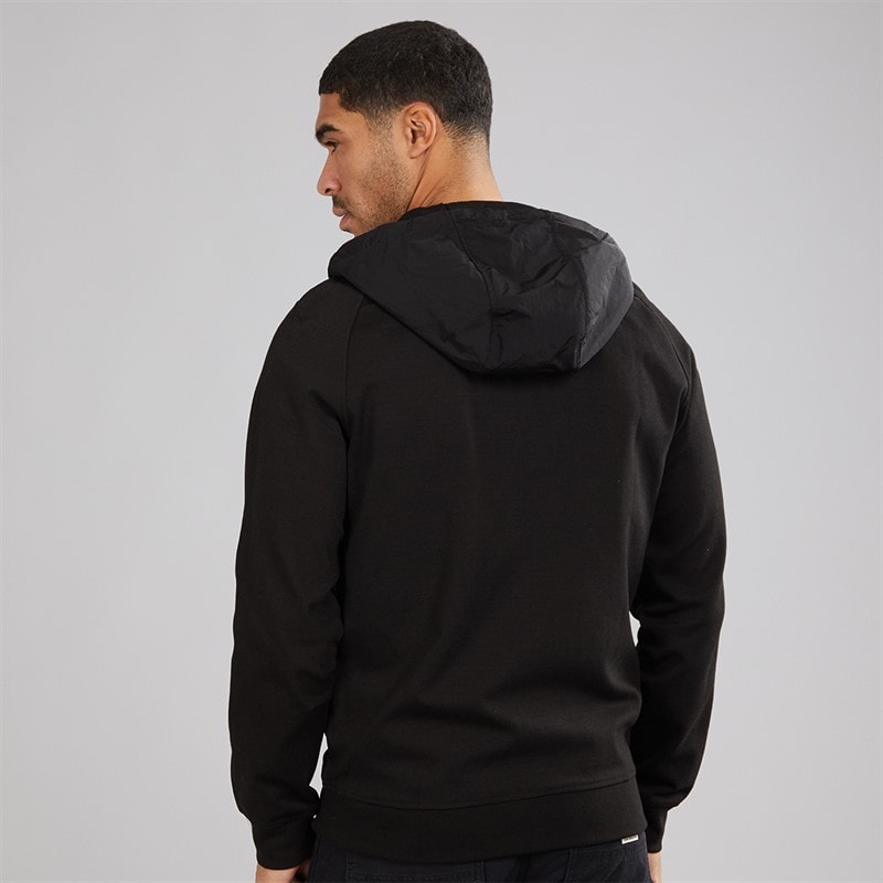 Lyle And Scott Vintage Mens Half Raglan Hybrid Hoodie Z865 Jet Black - Image 2