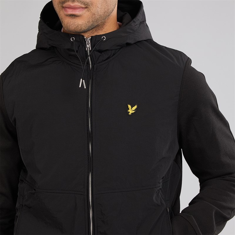 Lyle And Scott Vintage Mens Half Raglan Hybrid Hoodie Z865 Jet Black - Image 3
