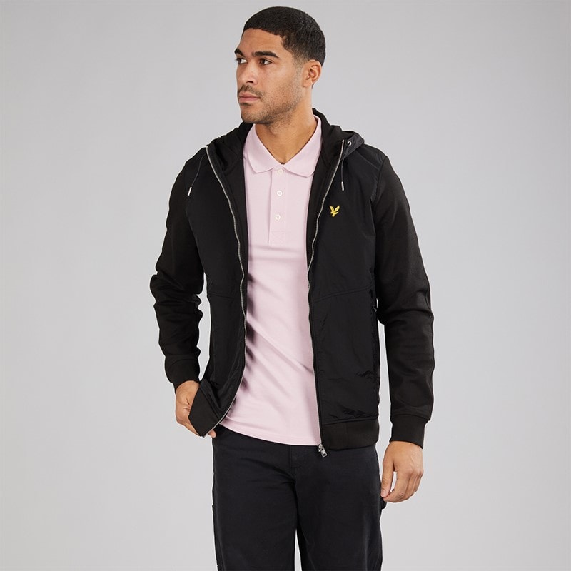 Lyle And Scott Vintage Mens Half Raglan Hybrid Hoodie Z865 Jet Black - Image 4