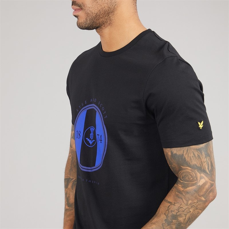 Lyle And Scott Vintage Mens Sporty Thistle Graphic T-Shirt X779 Jet Black/Now Blue - Image 3