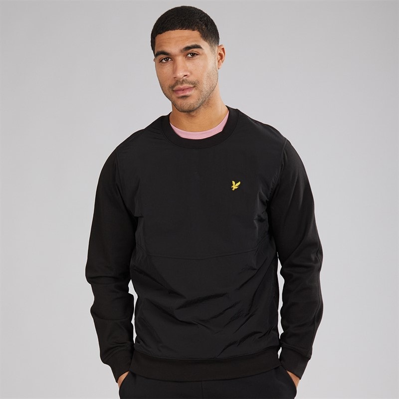 Lyle And Scott Vintage Mens Half Raglan Hybrid Sweatshirt Z865 Jet Black