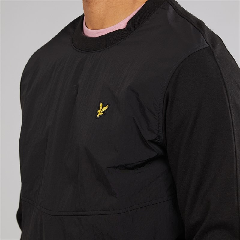 Lyle And Scott Vintage Mens Half Raglan Hybrid Sweatshirt Z865 Jet Black - Image 3