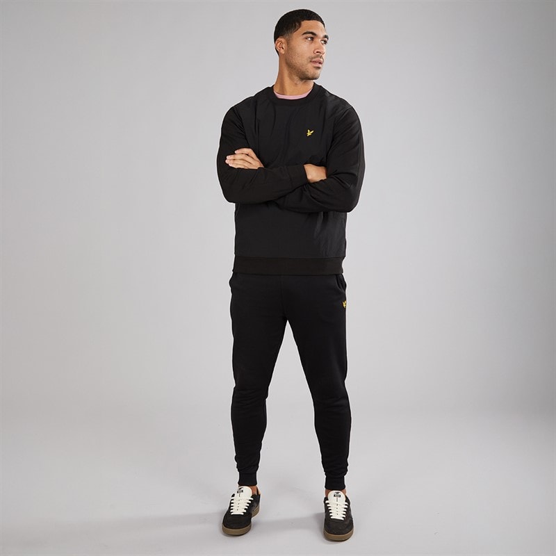 Lyle And Scott Vintage Mens Half Raglan Hybrid Sweatshirt Z865 Jet Black - Image 4
