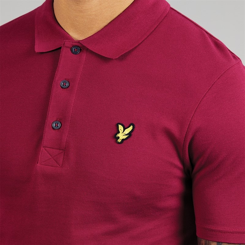 Lyle And Scott Vintage Mens Polo Shirt Rich Burgundy - Image 3