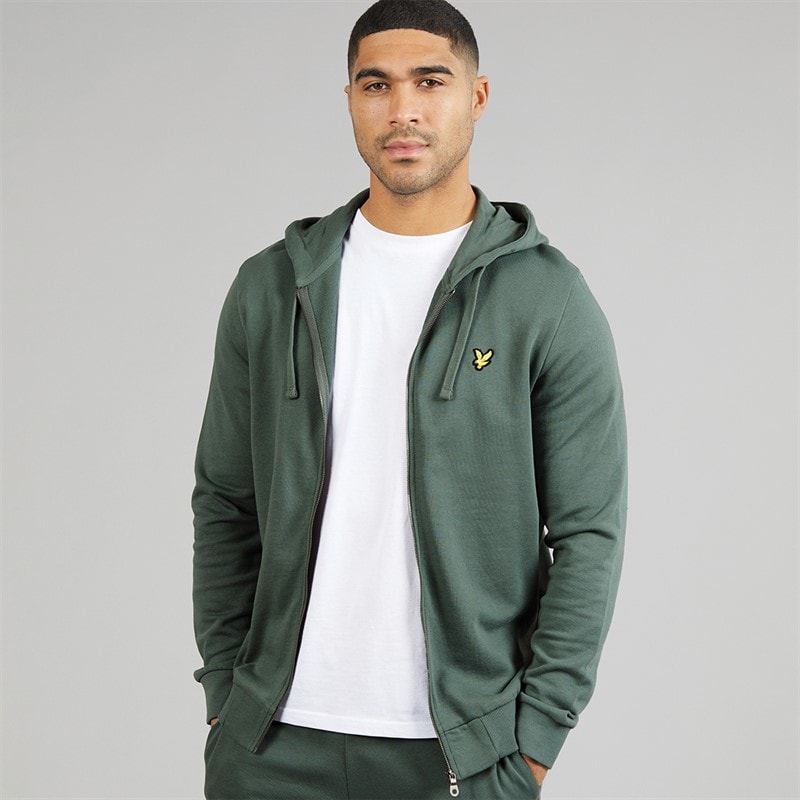 Lyle And Scott Vintage Mens Zip Through Hoodie Green Mercurial - Image 1