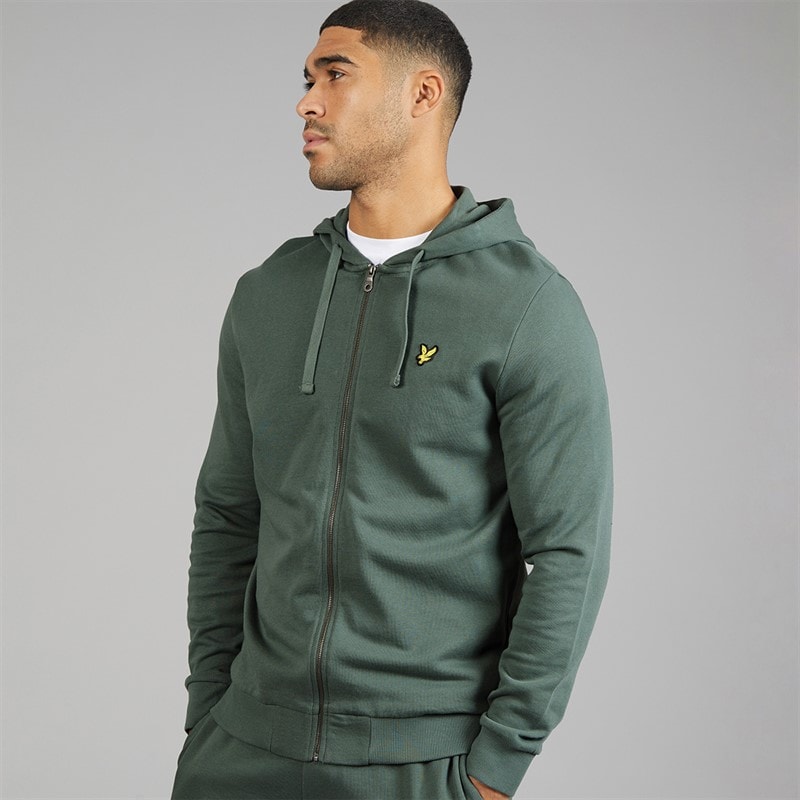 Lyle And Scott Vintage Mens Zip Through Hoodie Green Mercurial - Image 3