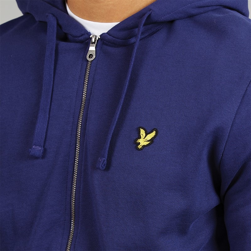 Lyle And Scott Vintage Mens Zip Through Hoodie Deep Indigo - Image 3