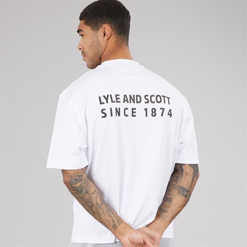 Lyle And Scott Vintage Mens Oversized 1874 T-Shirt White - Image 3