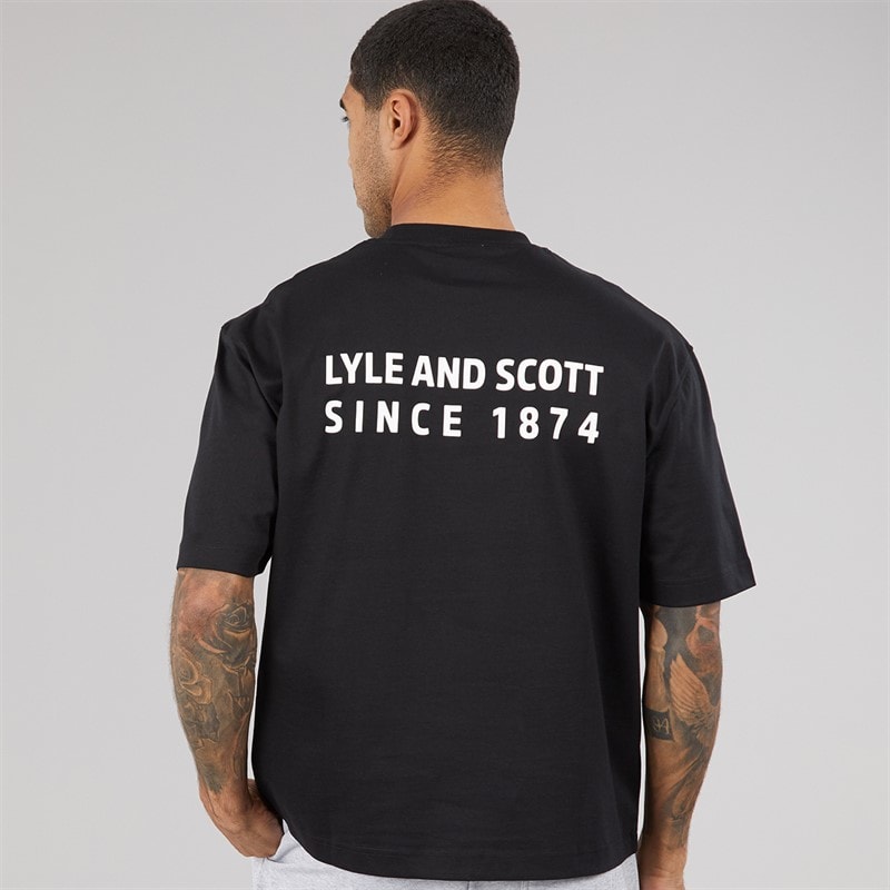 Lyle And Scott Vintage Mens Oversized 1874 T-Shirt Jet Black - Image 3