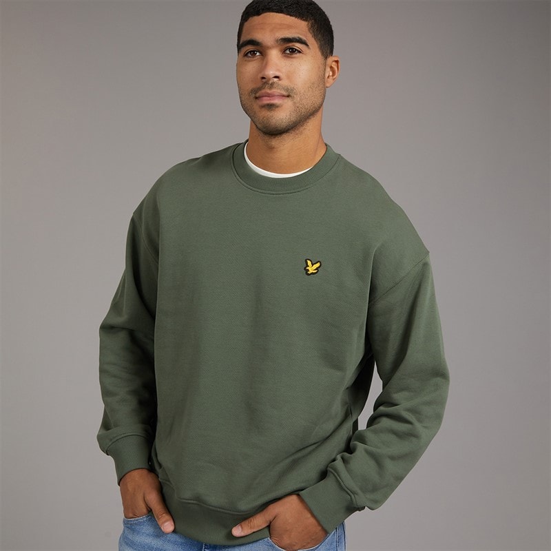 Lyle And Scott Vintage Mens Oversized 1874 Sweatshirt Cactus Green - Image 2