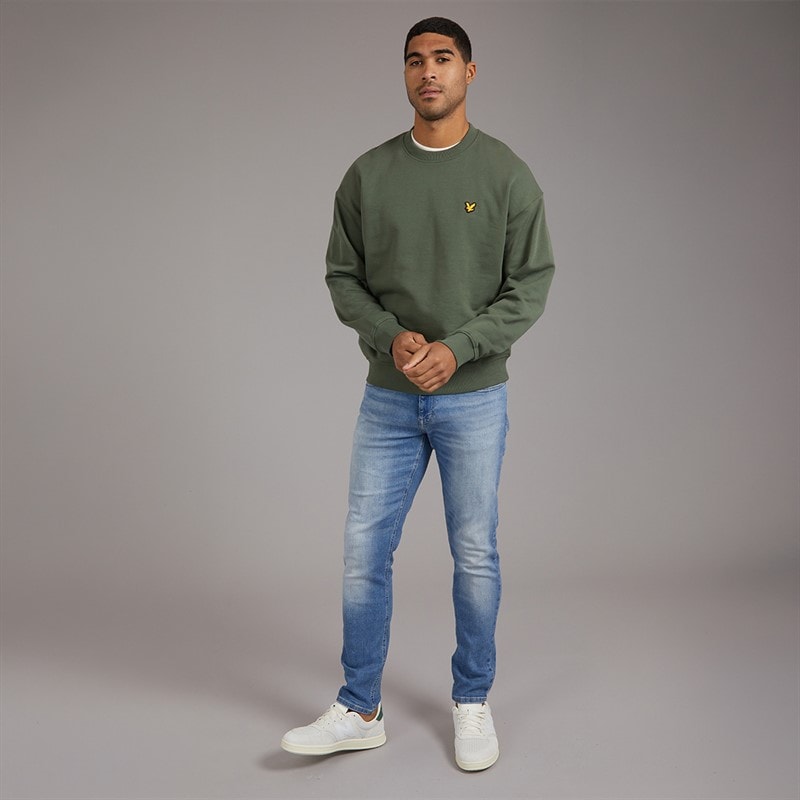 Lyle And Scott Vintage Mens Oversized 1874 Sweatshirt Cactus Green - Image 3