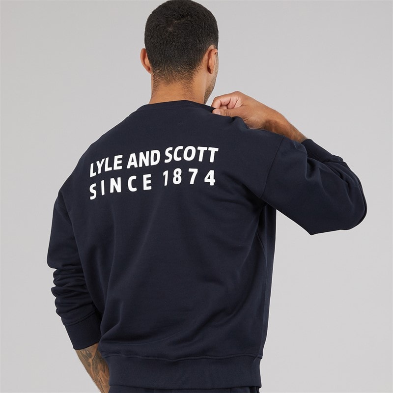 Lyle And Scott Vintage Mens Oversized 1874 Sweatshirt Dark Navy