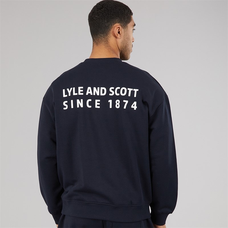 Lyle And Scott Vintage Mens Oversized 1874 Sweatshirt Dark Navy - Image 3