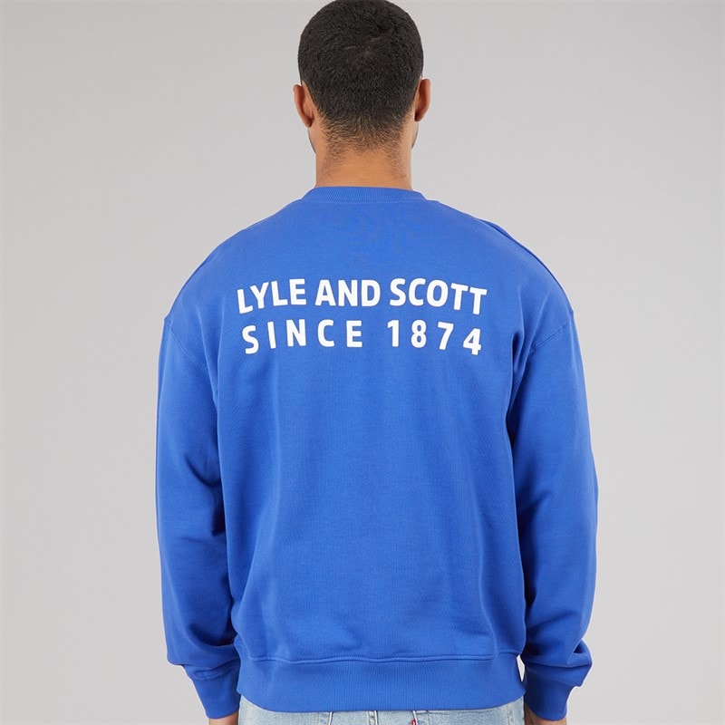 Lyle And Scott Vintage Mens Oversized 1874 Sweatshirt Midnight Blue - Image 3