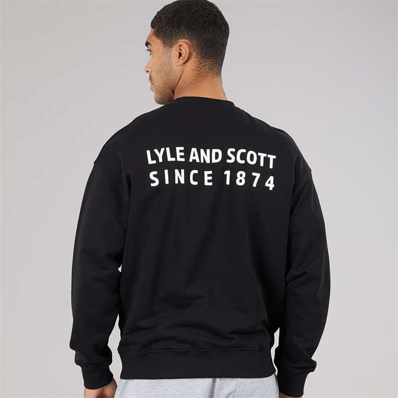 Lyle And Scott Vintage Mens Oversized 1874 Sweatshirt Jet Black